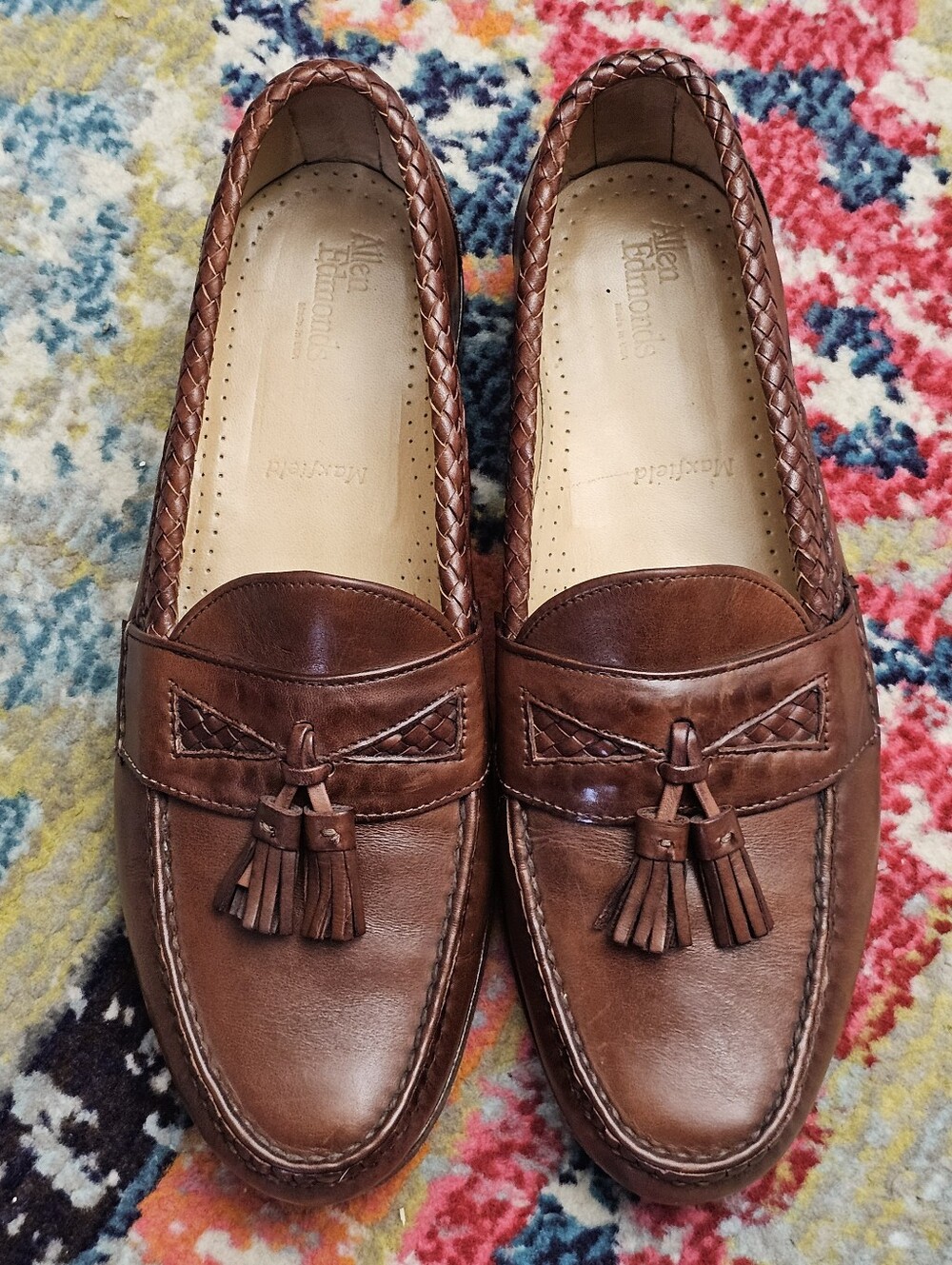 Allen Edmonds Maxfield Tassel Loafers Men's 10 D Braided Slip On Dress Shoes BRN